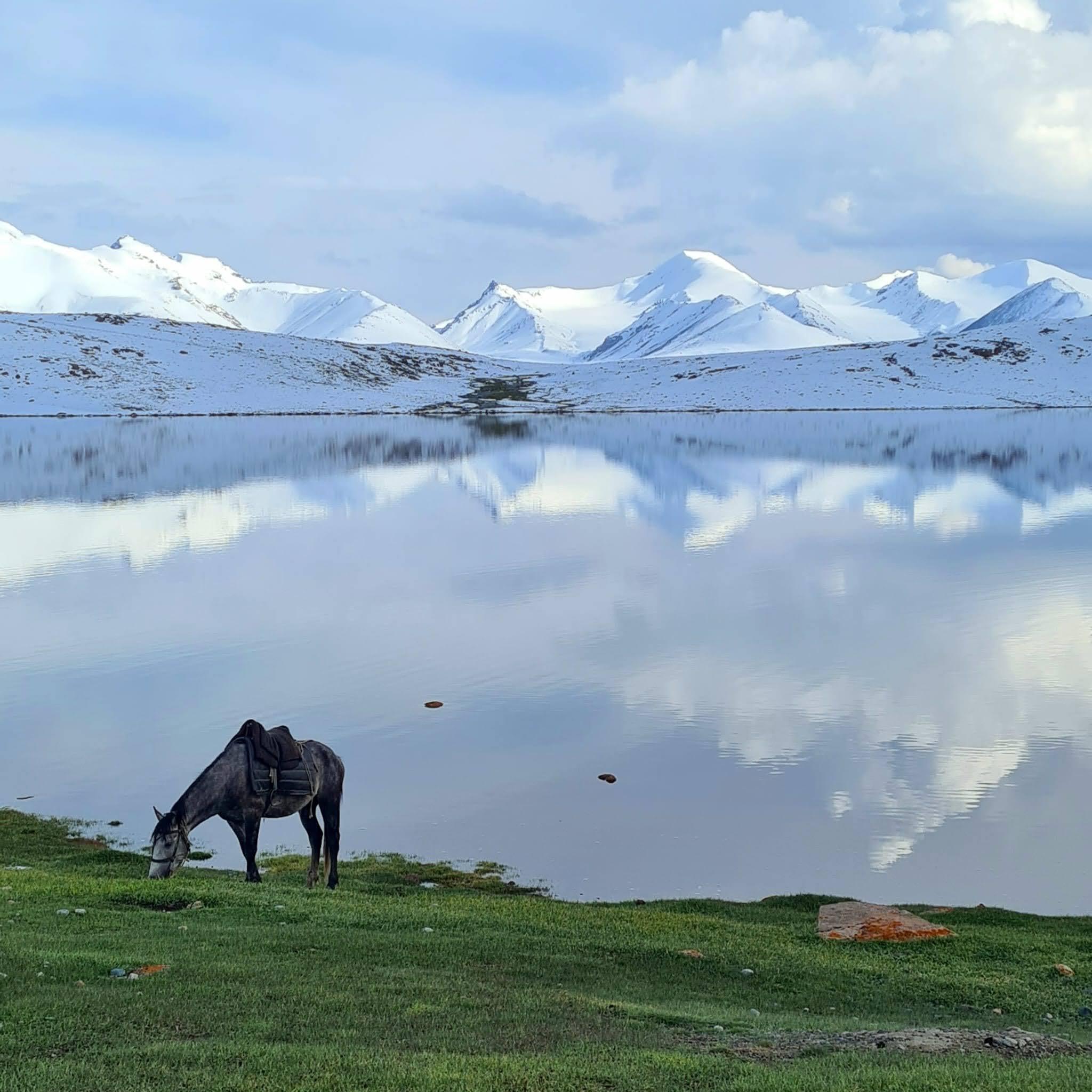 Chokoli lakes on the Silk Road of the Arabel Suu plateau